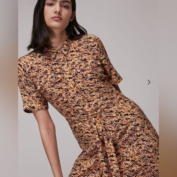 Whitles shades of brown/black button front tie waist shirt dress. Size 6. NWT. - Picture 6 of 13
